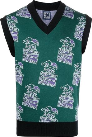 Rassvet clown-intarsia knitted vest - men - Wool/Acrylic - L - Green