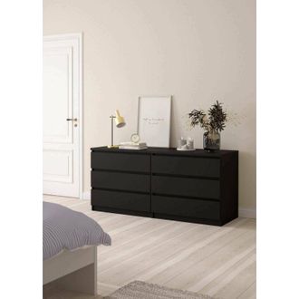 Dmora Dmora - Cajonera Ingrid, C&oacute;moda Multiusos, C&oacute;moda De Dormitorio, Gabinete Con Cajones, 154x50 H70 Cm, Negro