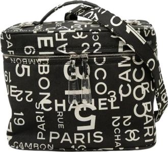 Chanel Pre-owned Printed Canvas Satchel - Dames - Vintage Schoudertas - Zwart - ONE Size - Leer - Vintage