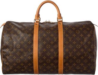 Louis Vuitton Brown Monogram Coated Canvas Keepall 50 (Authentic Pre-Loved)