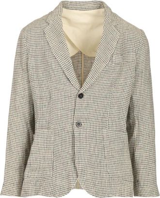 Original Vintage Single-breasted Jasje - Heren - Blazers - Beige - 2XL - Linnen - Jassen