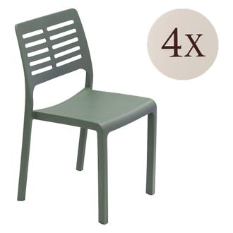 Dmora Silla De Exterior Canoe, 4 Sillas Apilables Hechas En Italia, Soporta Hasta 120 Kg, Verde