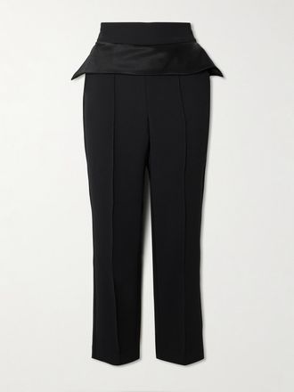 Maticevski Pantaloni A Gamba Dritta In Cr&ecirc;pe Con Finiture In Raso Di Seta Stretch Relate - Nero