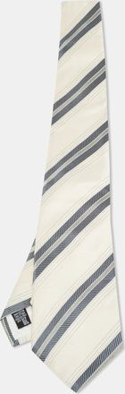 Giorgio Armani Cream Diagonal Striped Silk Tie