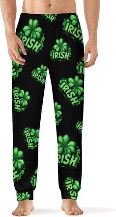 Generic Irish Clover Pajama Pants for Men Print Lounge Pjs Bottom Lightweight Sleep Pants 2XL