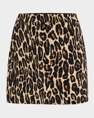 Theory Leopard Mini Trouser Skirt
