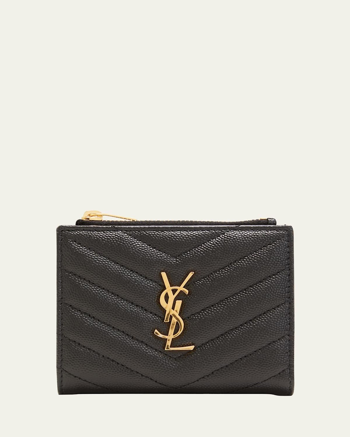 Saint Laurent YSL Monogram Small Ziptop Wallet in Grained
