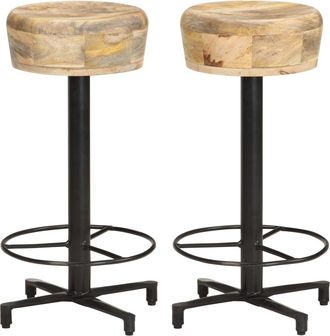 vidaXL Vidaxl - Taburetes De Cocina 2 Unidades Madera Maciza De Mango 66 Cm