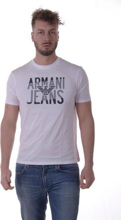 Armani Jeans Casual Logo Print Sweatshirt - Heren - T-shirts - Wit - M - Katoen - Tops