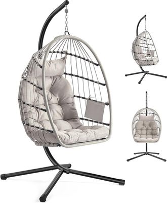 Songmics Silla colgante de exterior plegable de color blanco