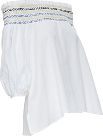 Peter Pilotto white cotton ethnic embroidery off shoulder puff sleeve top UK6