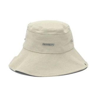 Jacquemus Hats, male, White, Size: 60 CM White Bucket Hat with Adjustable Strap