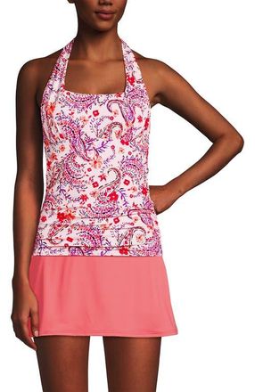 Lands End Chlorine Resistant Square Neck Halter Tankini Swimsuit Top in Wood Lily Multi Floral Paisley at Nordstrom, Size 2