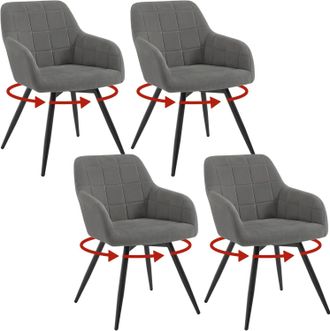 Woltu Woltu - Sill&oacute;n Giratorio Tapizado Moderno (4 Unidades), Color Gris Oscuro