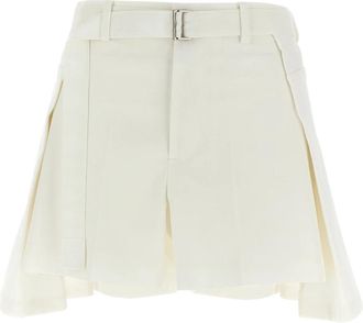 sacai Wool Insert Shorts - Dames - Korte Broeken - Wit - M - Katoen - Korte Broeken