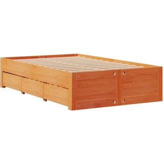 vidaXL Cama Sin Colch&oacute;n Con Cajones Madera De Pino Marr&oacute;n 135x190 Cm Vidaxl