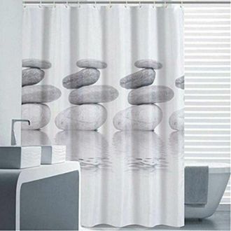 OEM Cortina De Ducha Antimoho, Impermeable, Lavable Y Antibacteriana, De Poli&eacute;ster Gris Guijarro (180x180 Cm)