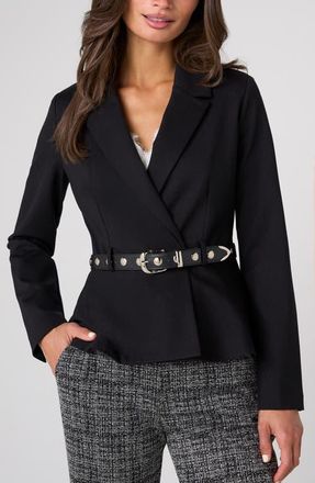 Liverpool L.A. Belted Peplum Blazer in Black at Nordstrom, Size X-Large