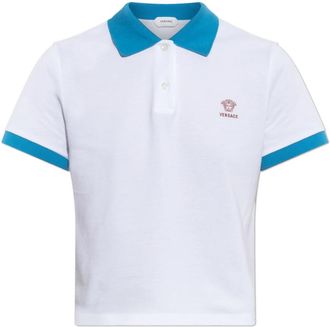 Versace Geborduurde katoenpiqu&eacute; polo - Dames - Polos - Wit - 2XS - Katoen - Tops