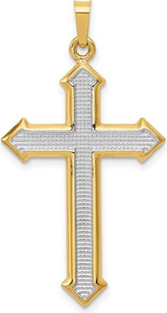 Diamond2Deal 14k Yellow Gold Rhodium Polished Textured Passion Cross Pendant