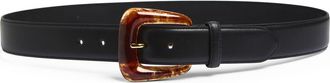 Veronica Beard Resin Buckle Leather Belt in Black at Nordstrom, Size X-Small