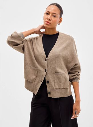 Contemporaine Womens Square V-neck pure cotton Cardigan Sweater