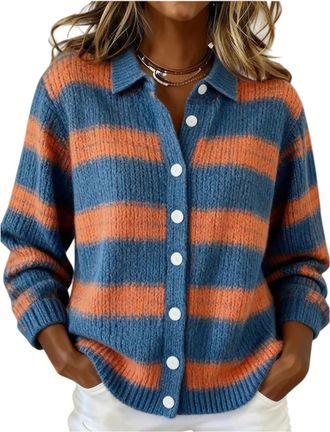 Generic Womens Plaid Print Casual Cotton Buttoned Cardigan Sweater, Plaid Knitted Cropped Cardigan Sweater 2026 (E,S)