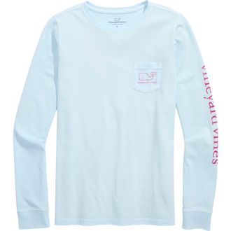 Vineyard Vines Whale Graphic Long Sleeve Pocket T-Shirt in Ice Water at Nordstrom, Size Small