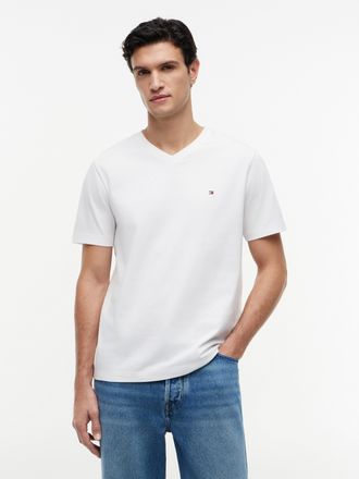 Tommy Hilfiger V-Shirt TOMMY HILFIGER ESSENTIAL V-NECK, Herren, Gr. XXL, weiss (wei&szlig;), Single Jersey, Obermaterial: 100% Baumwolle, regular fit normal, V-Ausschnitt,