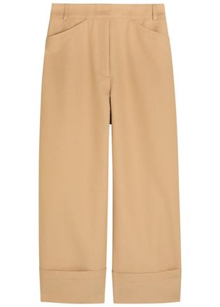 Another Tomorrow Turn-up Cuff Wide-leg Trousers - Khaki - 44 (UK12 / M)