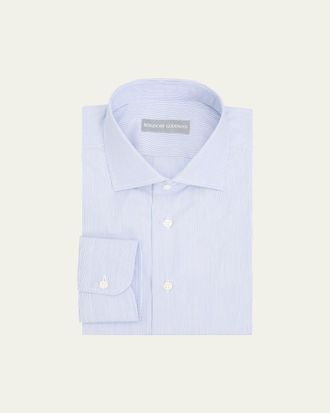 Bergdorf Goodman Mens Cotton Pencil Stripe Spread Collar Dress Shirt
