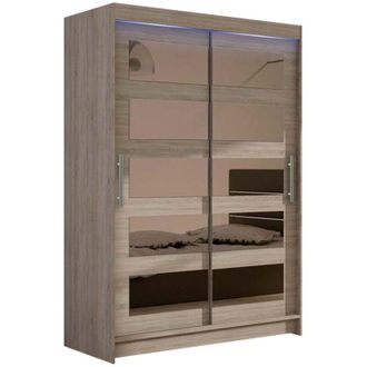 Mirjan24 Armario Closico 111, Trufa Roble, 200x120x58cm, Puertas De Armario: Correderas, N&uacute;mero De Estantes: 5, Led