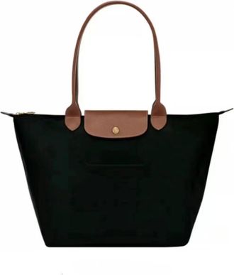 Generic Multipurpose Tote Bag: Foldable Soft Nylon, 3 Sizes, Stylish Water-Resistant Designer Handbag for Work, Travel, Gym (Classic Black,Medium)