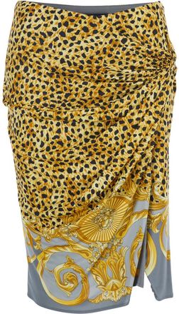 Versace Yellow Printed Draped Skirt