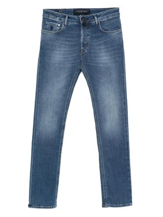 Hand Picked logo-patch jeans - men - Fabric - 36 - Blue