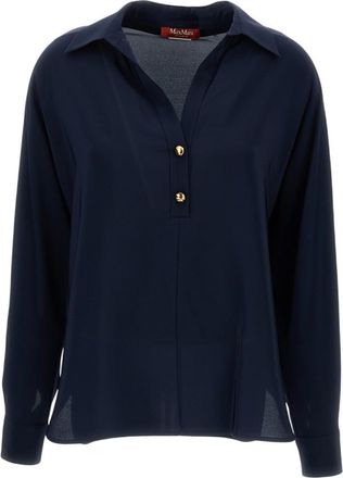 Max Mara Dark Blue Loose Solid Shirt