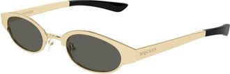 Alexander McQueen Alexander McQueen, Sunglasses, unisex, Yellow, Size: 48 MM Gold/Grey Sunglasses Am0545S