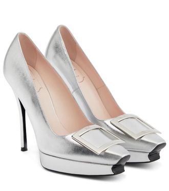 Roger Vivier Belle Vivier metallic leather platform pumps