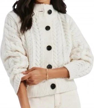 Something Navy Cable Knit Cardigan In Ivory