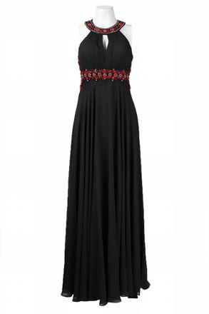 Sue Wong Beaded Cutout Back Evening Dress In Black