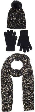 Nanette Lepore 3-Piece Metallic Scarf, Beanie & Gloves Set in Black at Nordstrom Rack