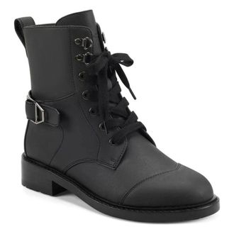 Aerosoles Womens Aerosoles Amie Boots Black Leather Cap Toe Block Heel Combat ZAP2088