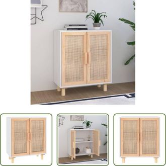vidaXL Credenza in legno massello - Credenza Bianca 60x30x70 cm Legno Massello Pino Rattan Naturale