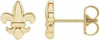 Pompeii3 14K White or Yellow Fleur-de-Lis Earrings