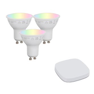 QAZQA Qazqa Juego De Bombillas Led Inteligentes Gu10 Regulables 4,7w 400 Lm 2700k-6500k Con Zigbee Smart Hub