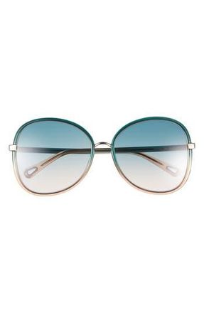 Chlo&eacute; 57mm Novelty Oversize Sunglasses in Green Blue Green at Nordstrom Rack