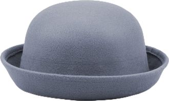 Generic 2025 - Elegant Adults Solid Hat Roll Up Brim Panama Bowler Hat Bucket Hat Mens Womens Classic Wool Round Bowler Hats Cap Foldable Hat Ladies (Grey, On