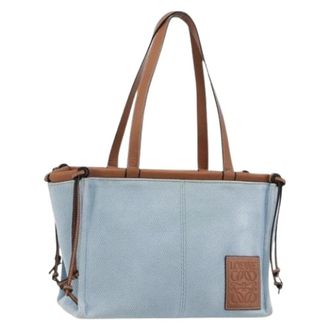 Loewe Pre-owned Tote Bags, female, Blue, Size: ONE SIZE Pre-owned Canvas Tote Bag