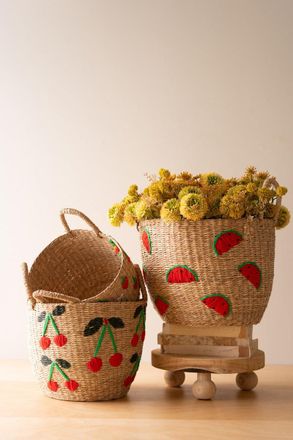 Kalalou Set Of Three Seagrass Baskets - Fruit