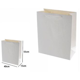 Trade Shop Trade Shop - Set 3pz Buste Borsa Regalo Sacchetti 55x40x15cm 69902 Bianco Con Manico Cordino